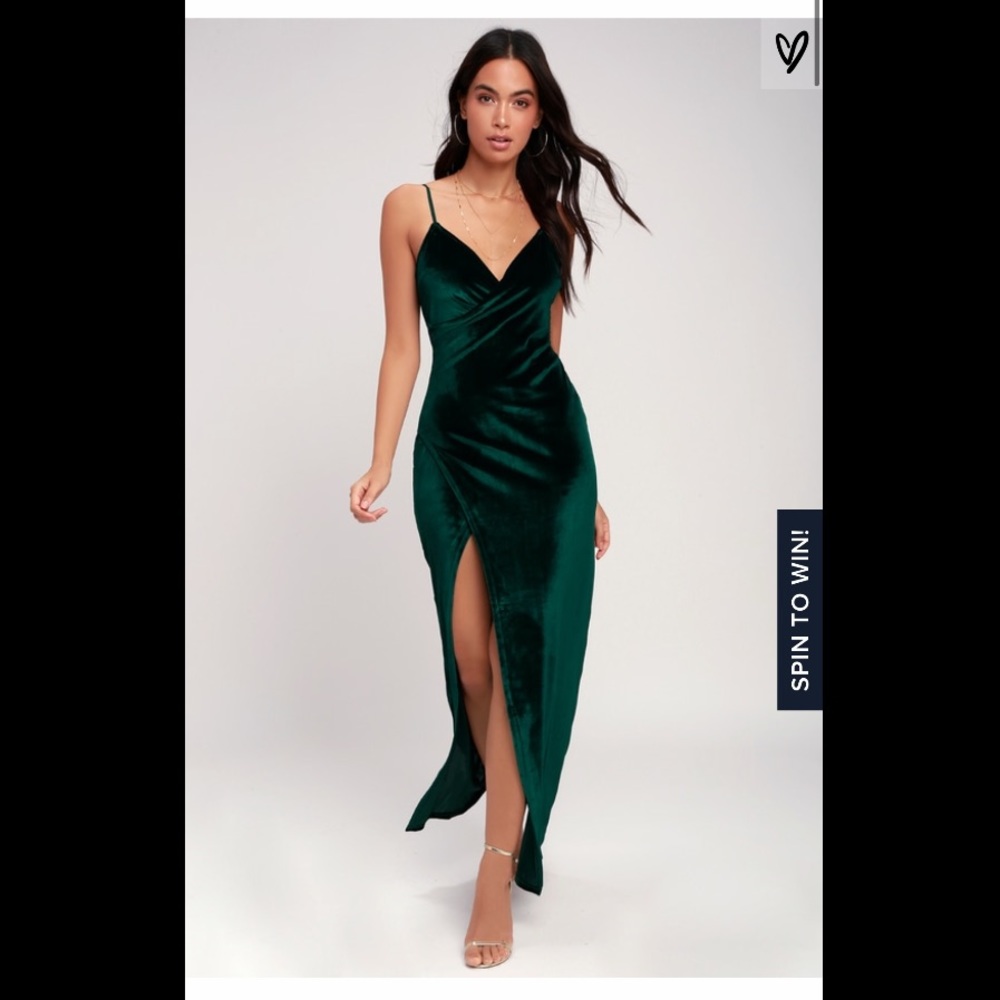 NWT Debut Diva forest green velvet dress